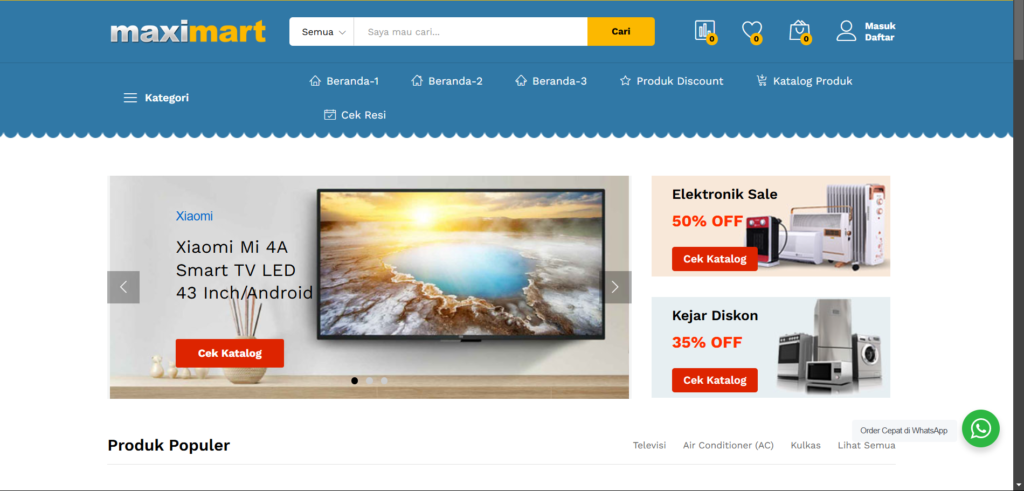 Toko Online Siap Pakai – Woocommerce – 3 Variasi Home – Ongkir Otomatis – Whatsapp Chat
